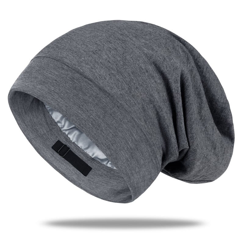 OLESILK Mulberry Silk Bonnet for Women Unisex Adjustable Sleep Cap Real Silk Hair Wrap Pearl Grey